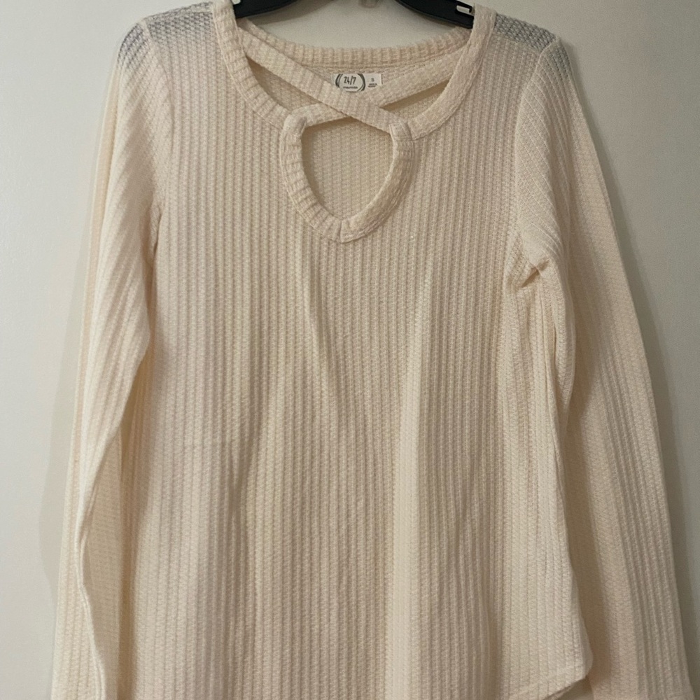 Cream Ribbed Knit Top